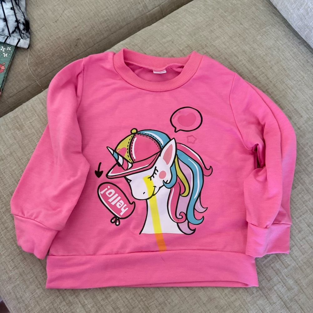 Kids Pink Unicorn Graphic Sweatshirt - Cozy Crewneck